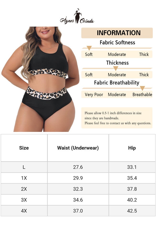 Leopard Bikini Swimsuit High Waisted Two Piece Bathing Suits, Black / Black, alternate image number 4