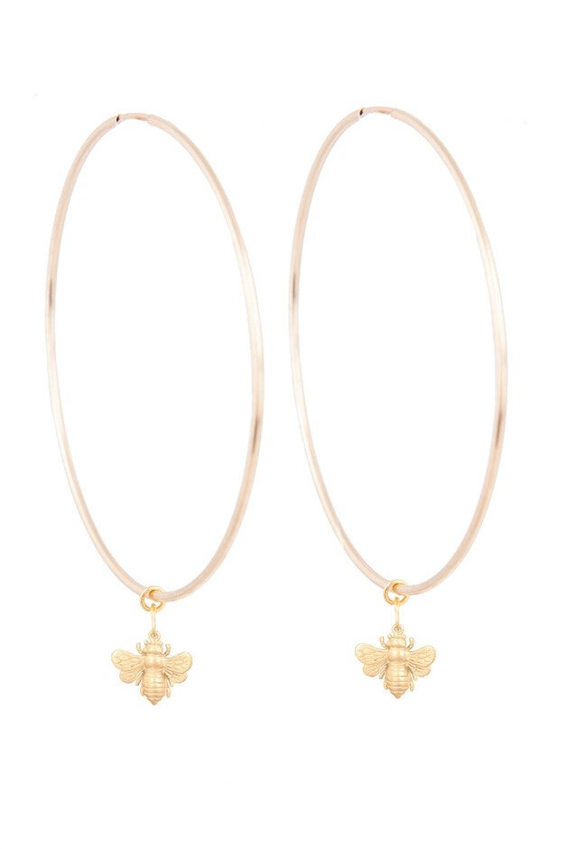 QUEEN BEE HOOPS IN GOLD, Gold / Gold, hi-res image number null