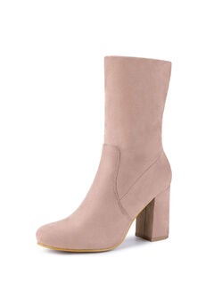 BLOCK HEEL FOLDABLE STRETCH ANKLE BOOTS