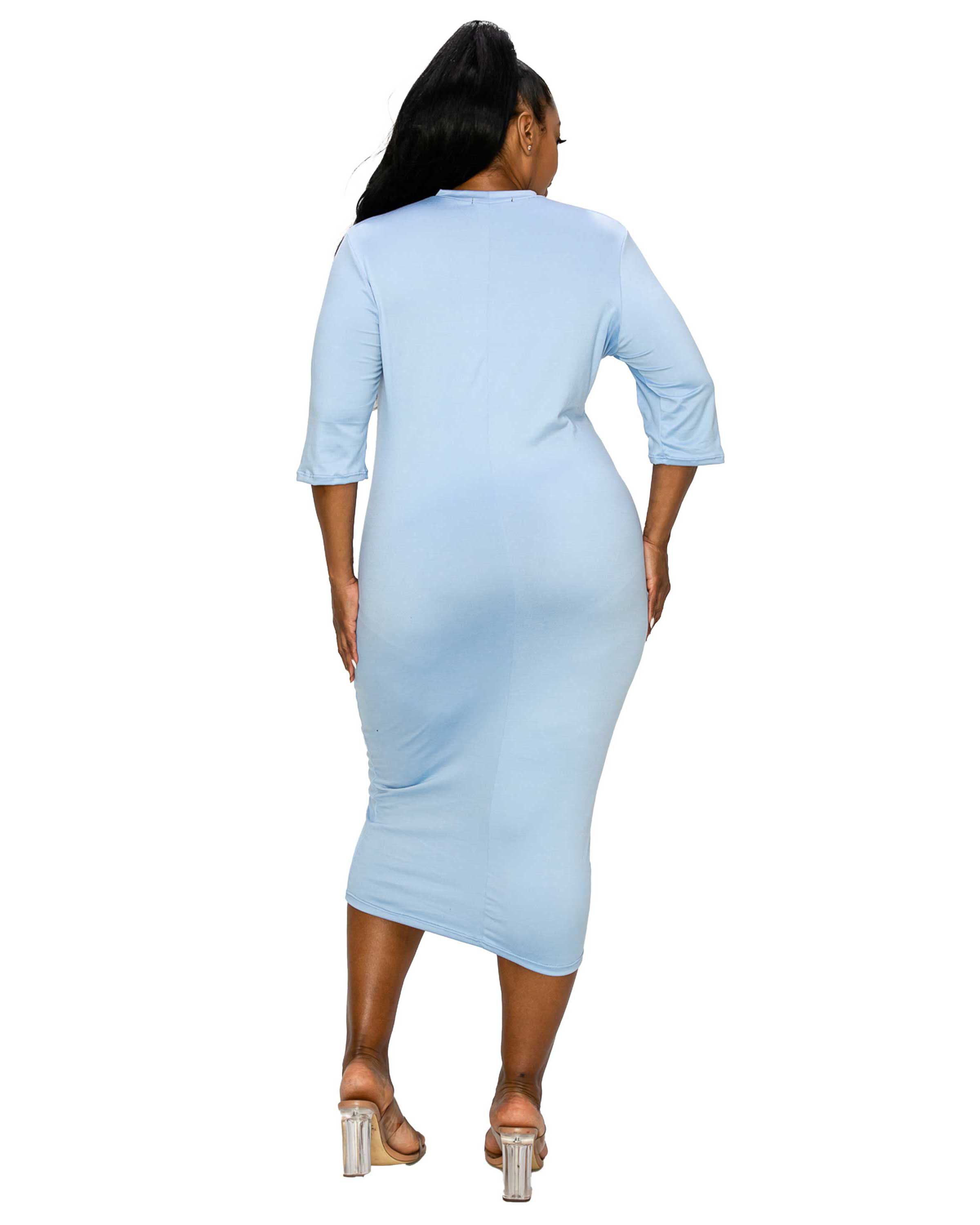 MONA MIDI DRESS, Sky Blue / Light Blue, alternate image number 2