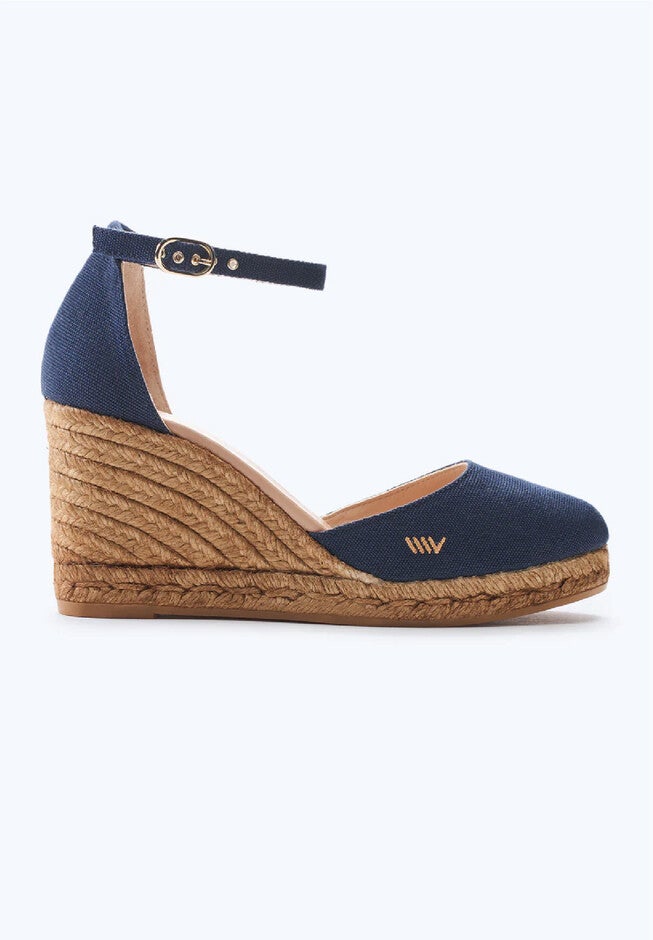 Estartit Canvas Espadrille Wedges, Navy / Navy, hi-res image number 0