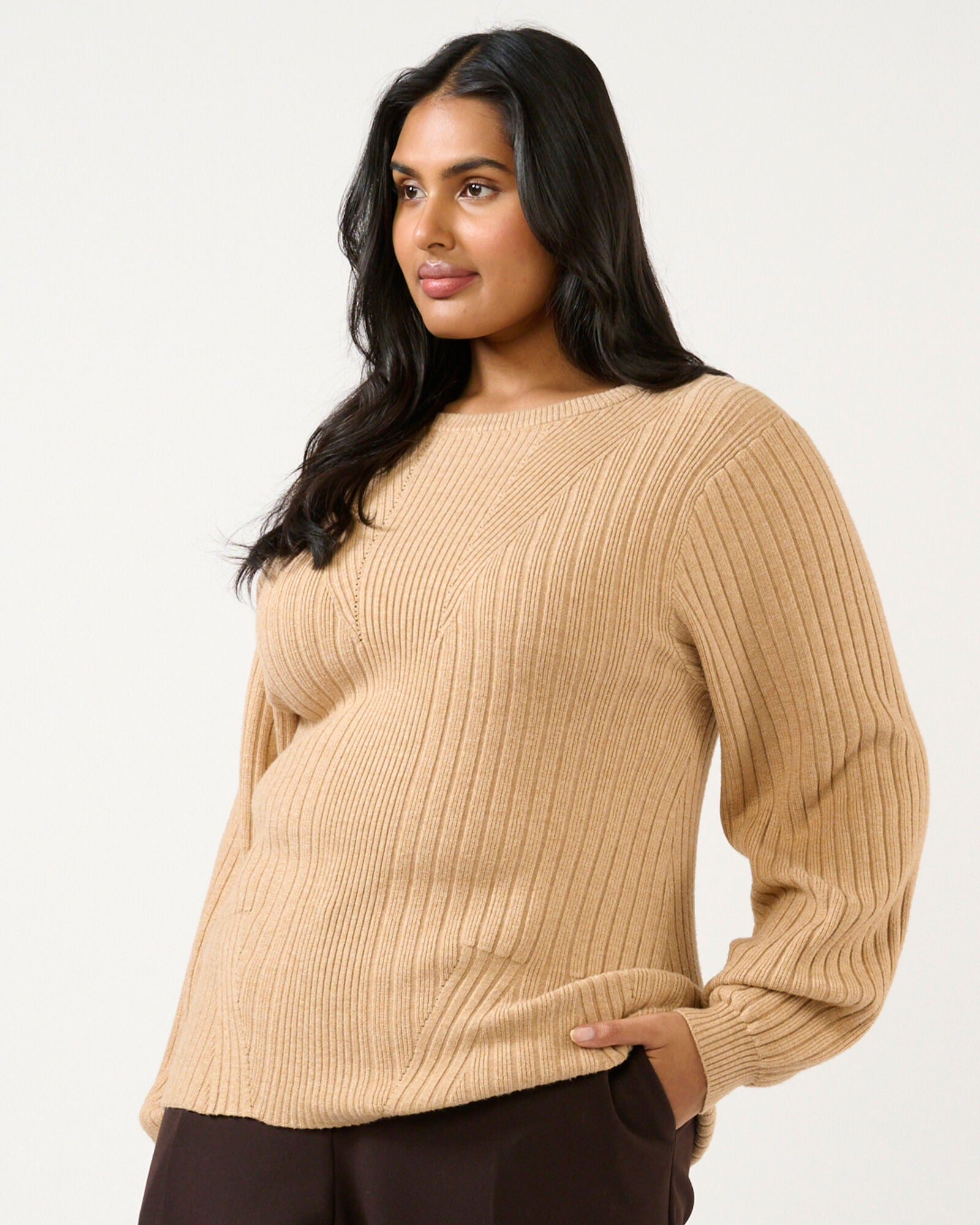 Remi Ribbed Sweater Knit, Beige / Beige, alternate image number 2