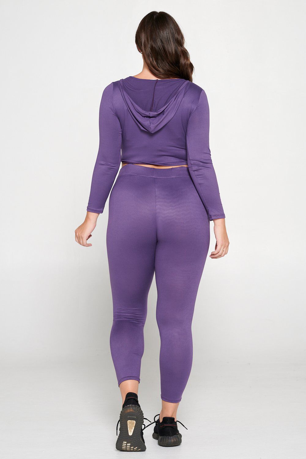 Crop Pullover Hoodie and Sweatpants Set, Dusty Wine / Purple, alternate image number 4
