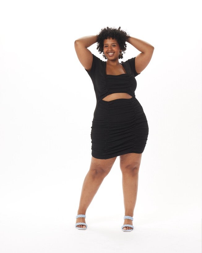 Christian Cotton Ruched Dress, Black / Black, hi-res image number 0