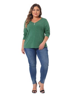 Casual Top Button Front Long Sleeve Tee