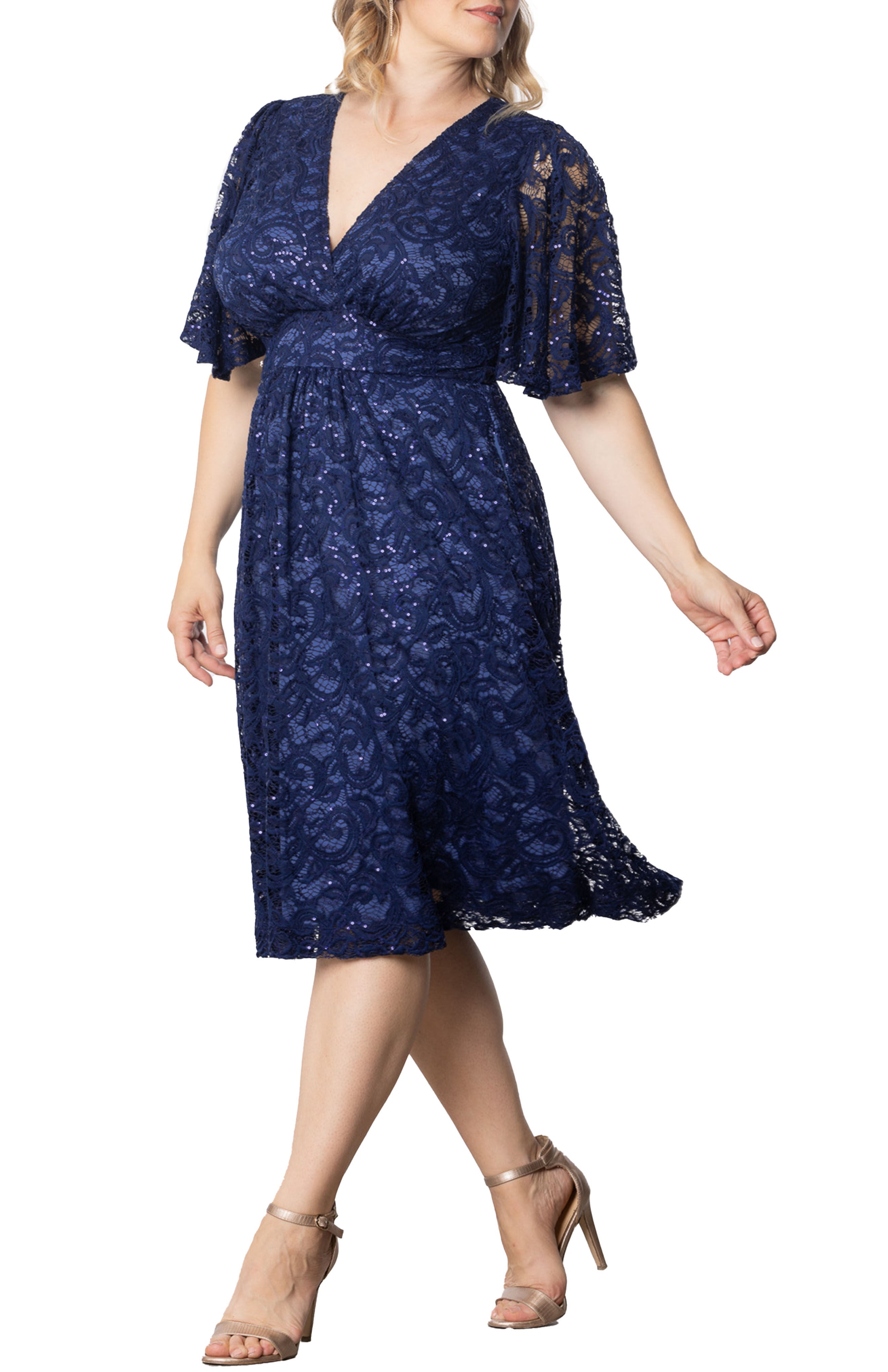 Starry Sequined Lace Cocktail Dress, NOCTURNAL NAVY / Navy, alternate image number 2