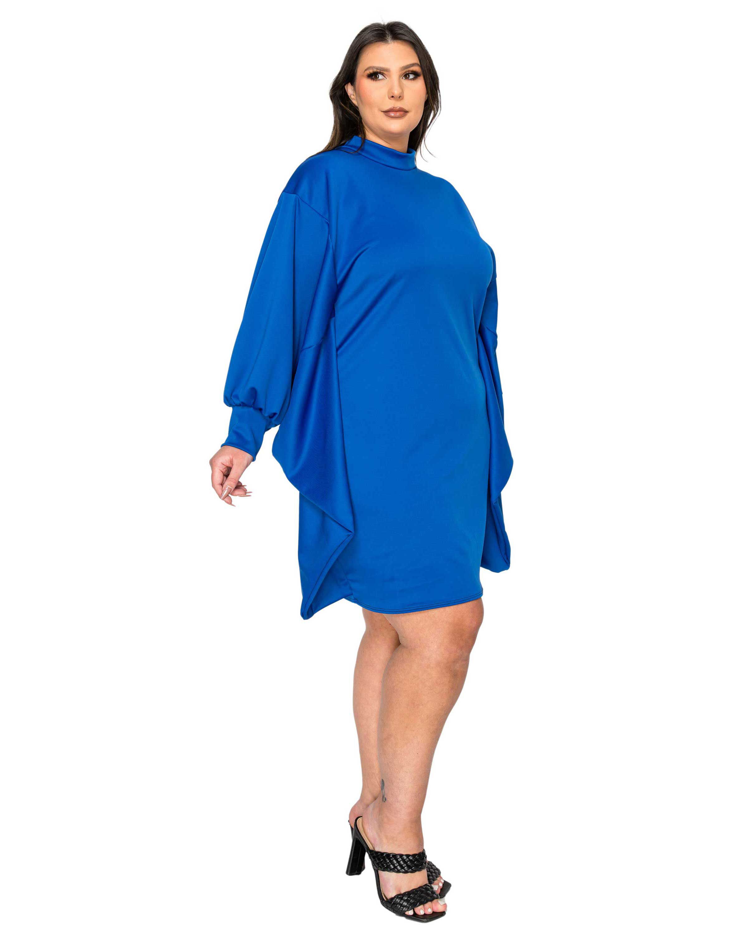 Alivera Mock Neck Mini Dress, Royal / Royal Blue, alternate image number 1
