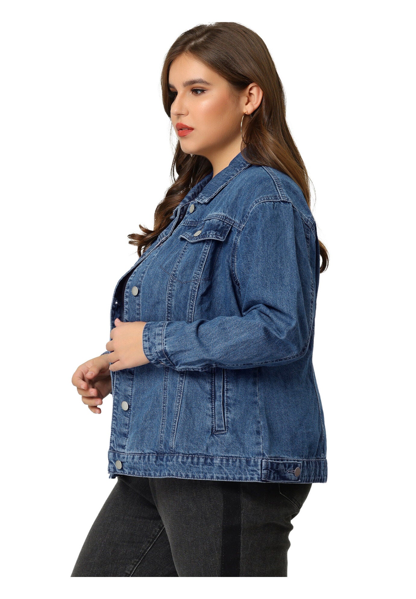 STITCHING BUTTON FRONT WASHED DENIM JACKET, Denim Blue / Azure Blue, alternate image number 2