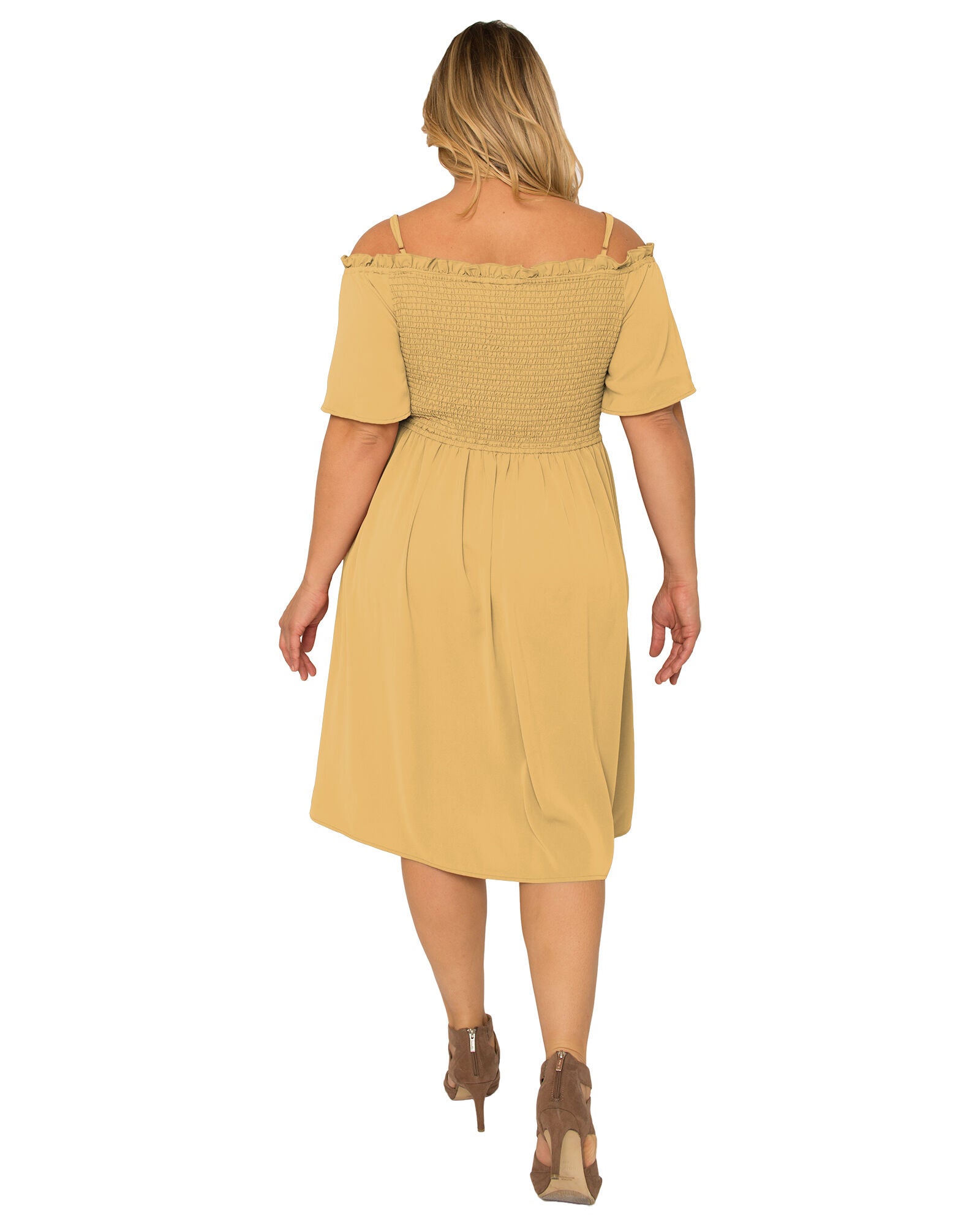 Gabi Plus Size Off The Shoulder Smocked Georgette Dress, , alternate image number 5