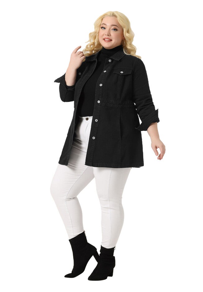 BUTTON JEAN DENIM JACKET, Black / Black, hi-res image number 0
