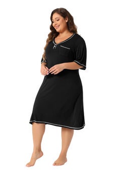 Short Sleeve V Neck Loose Sleepdress