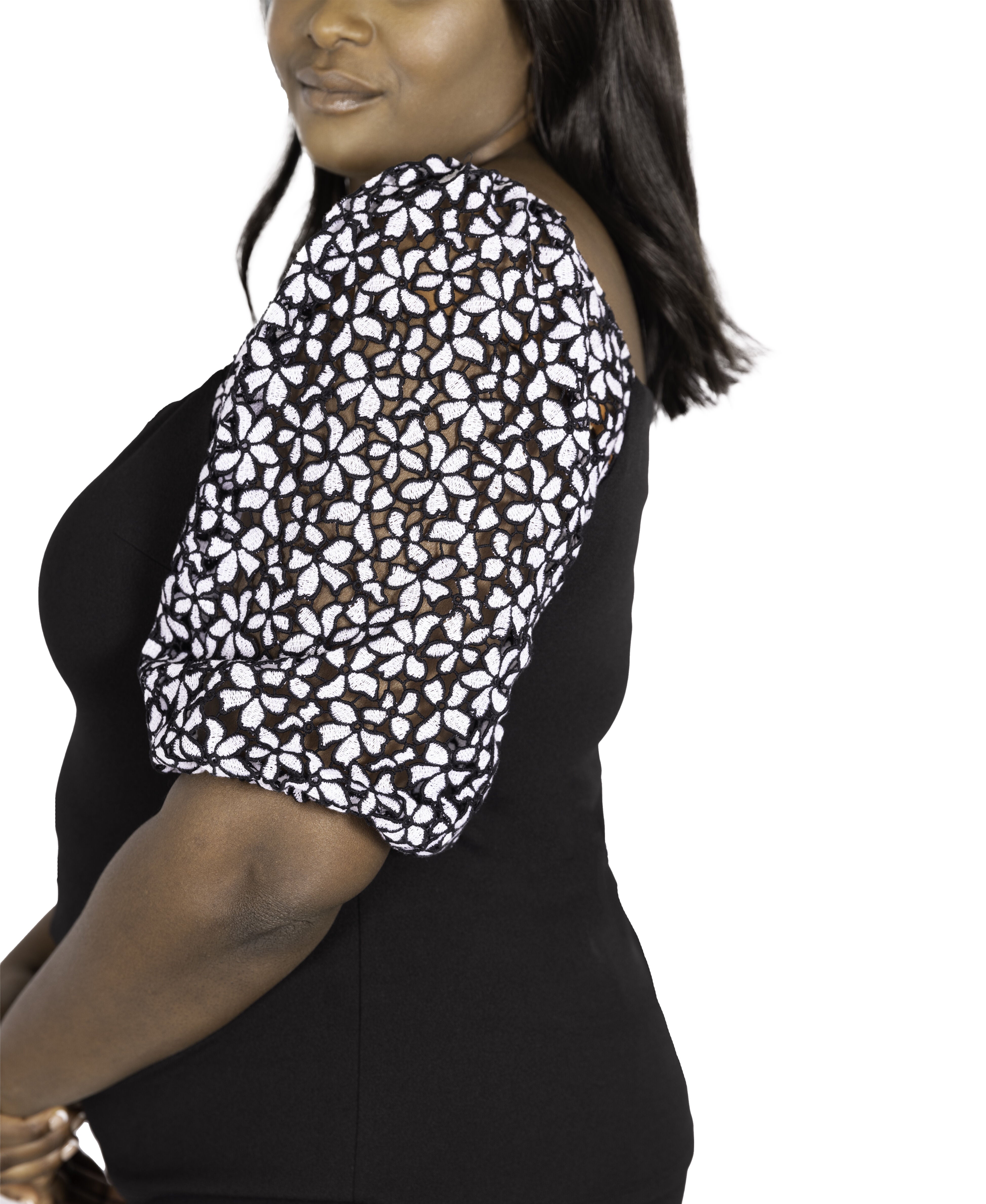 Knit Top with Eyelet Sleeves, black / Black, alternate image number 3