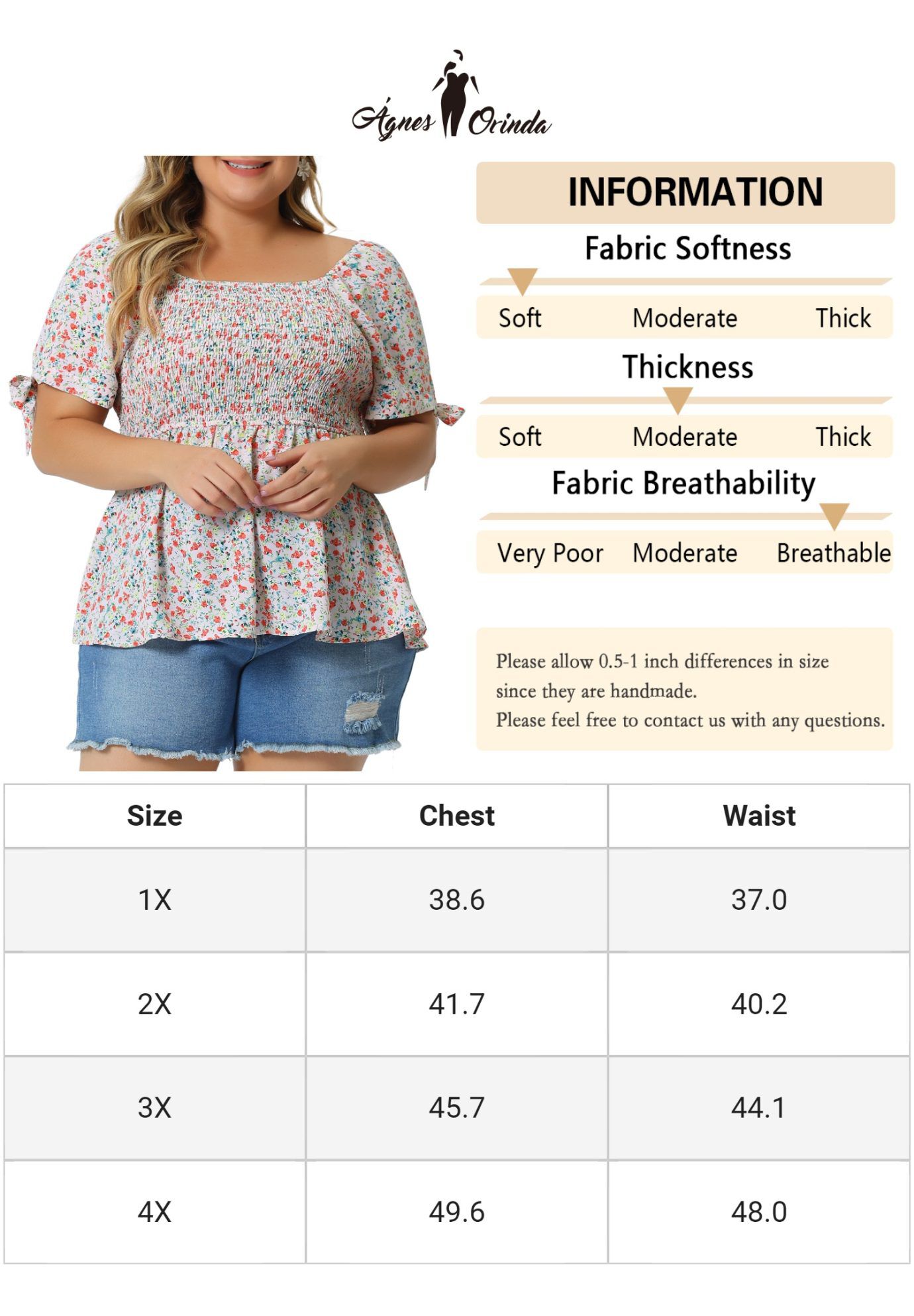 Summer Square Neck Smocked Bow Tie Short Sleeve Peplum Blouse, Pink / Pink, alternate image number 4