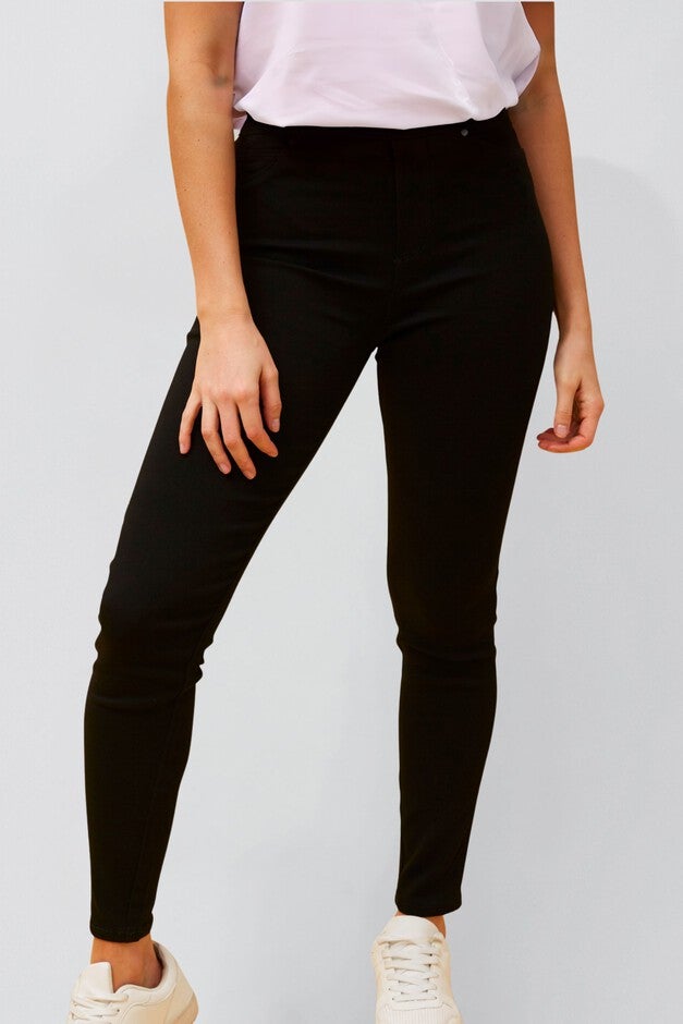 Sandra Black Stretch Skinny Pants Pull-On Jegging Style, BLACK / Black, alternate image number 2
