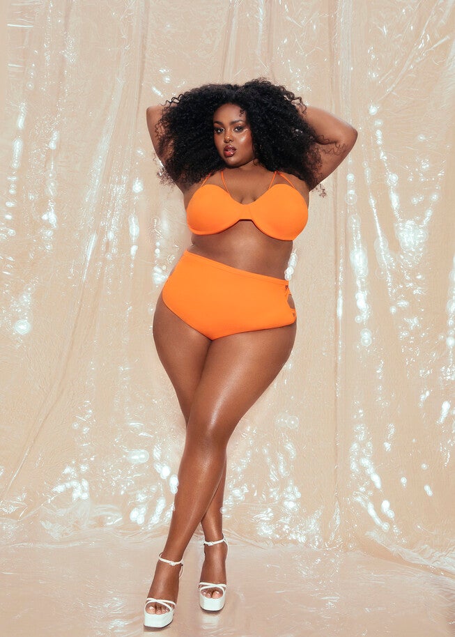 Side Cut-Out Bikini Bottom, Orange / Orange, alternate image number 3