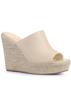 Open Toe Espadrille Wedge Heel Platform Slide Sandal