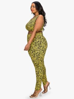 ZEBRA YOGA LEGGINGS, Neon Yellow Zebra / Yellow, alternate image number 1