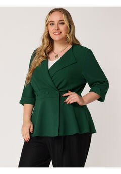 NOTCHED LAPEL PEPLUM JACKET SUIT BLAZER