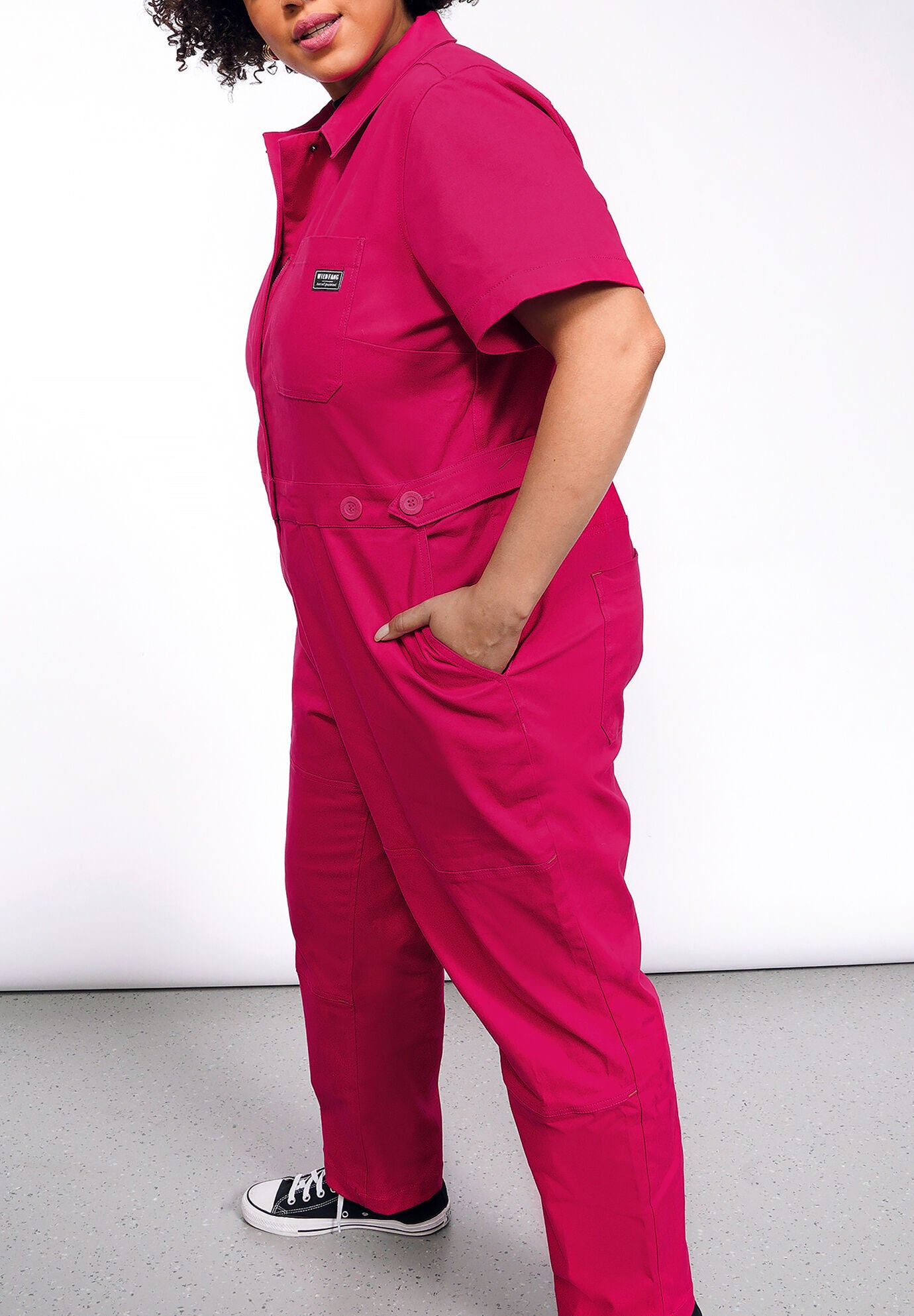 The Essential High Waisted Coverall, BERRY / Raspberry, alternate image number 1