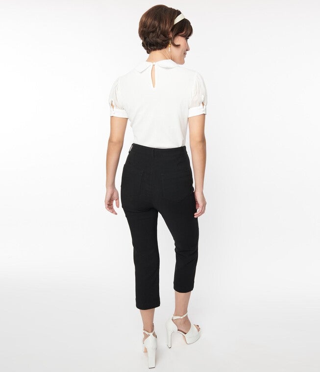 Smak Parlour Black Pintuck Capris, Black / Black, alternate image number null