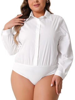 Button Down Long Sleeve Bodysuit Shit Top
