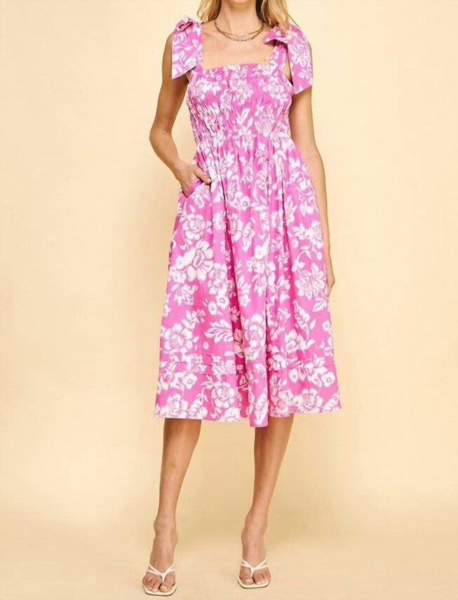 PINK PARADISE MIDI DRESS IN PINK, Pink / Pink, alternate image number null