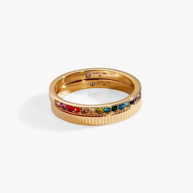 Rainbow Ombre Ring Set of 2, Gold / Gold, alternate image number 1