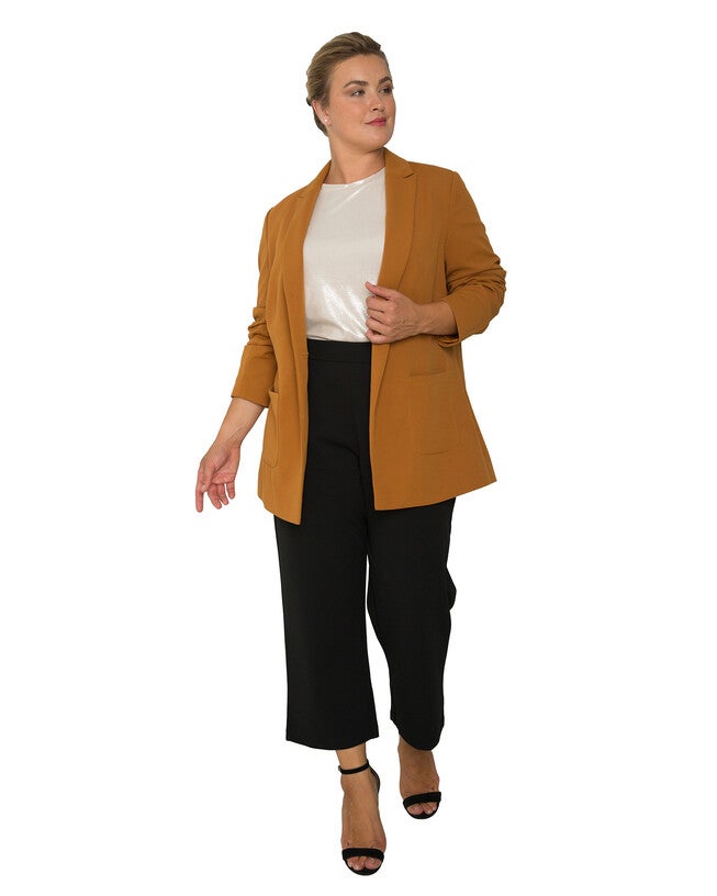 Plus Size Mona High Waist Stretch Crepe 23 inches Crop Pants, Black / Black, alternate image number 4