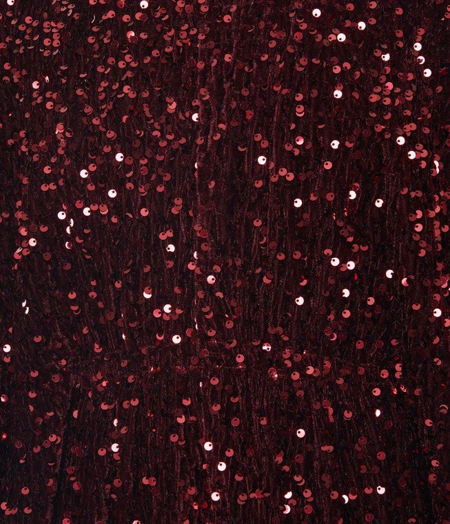 Smak Parlour Burgundy Sequin Batwing Caftan, , alternate image number 5
