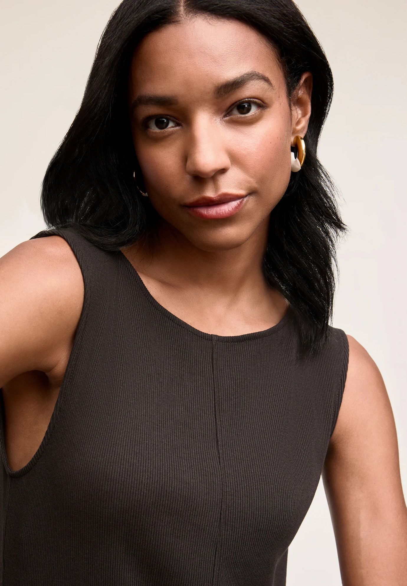 Milano Drape Dress - Plush Pima, Black / Black, alternate image number 3