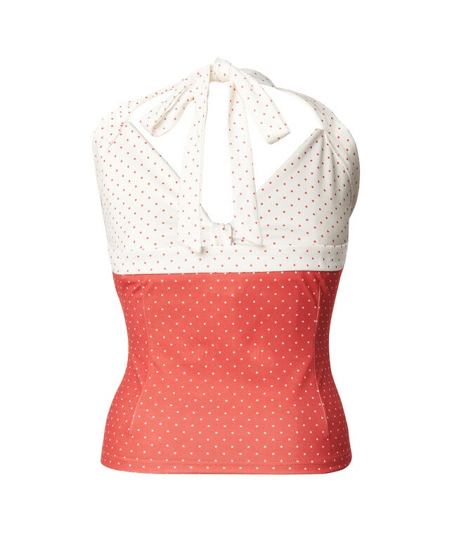 Unique Vintage Red Pin Dot Halter Top, Red / Red, alternate image number null