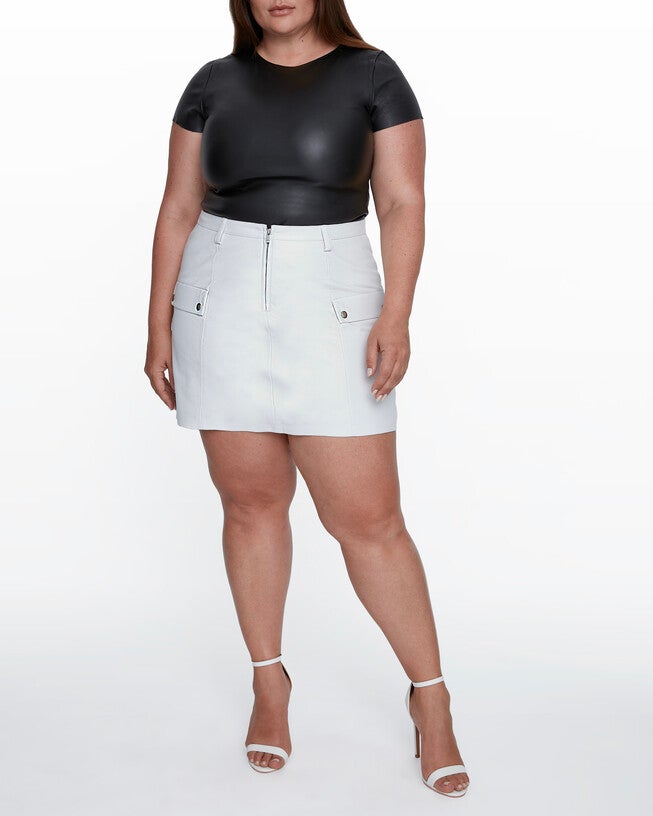 Jameson Recycled Leather Skirt, White / White, alternate image number 2
