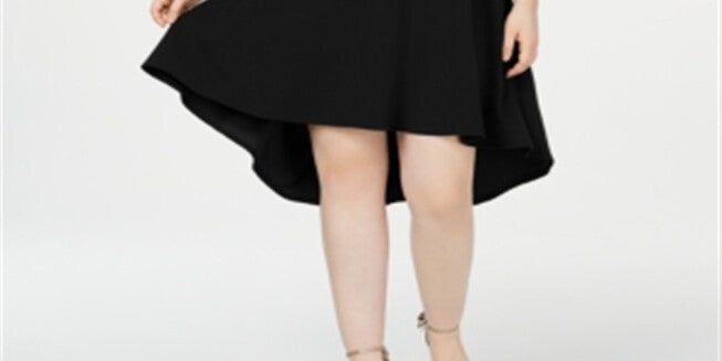 City Studios Women's Plus Hi Low Fit & Flare Cocktail Dress Black Size 16W, , alternate image number 5
