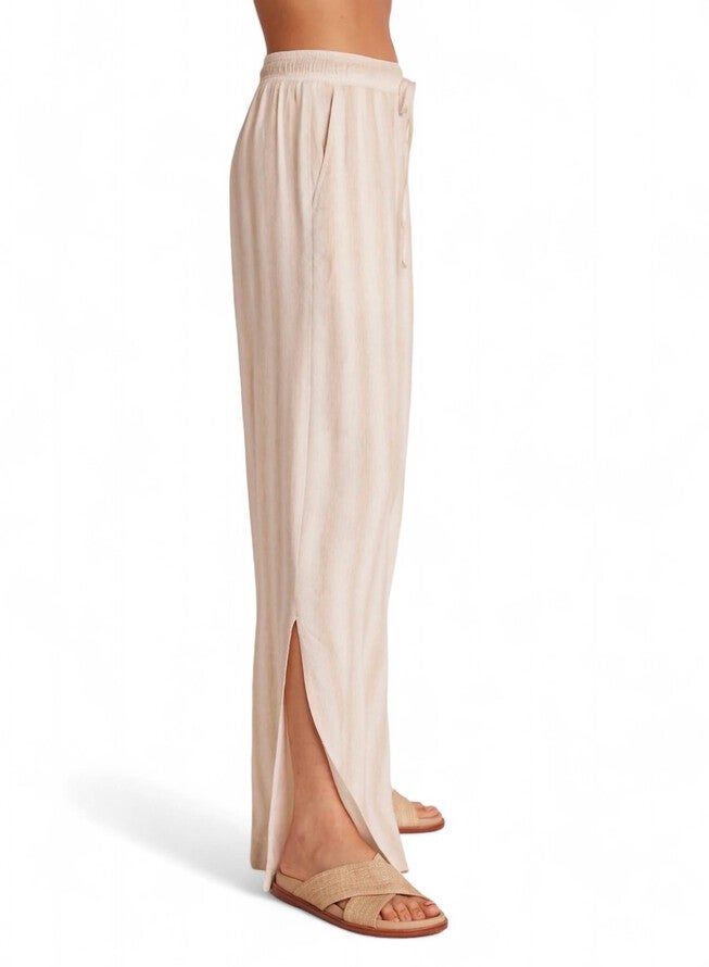 SIDE SLIT WIDE LEG PANT, Sand Stripe / Beige, alternate image number null