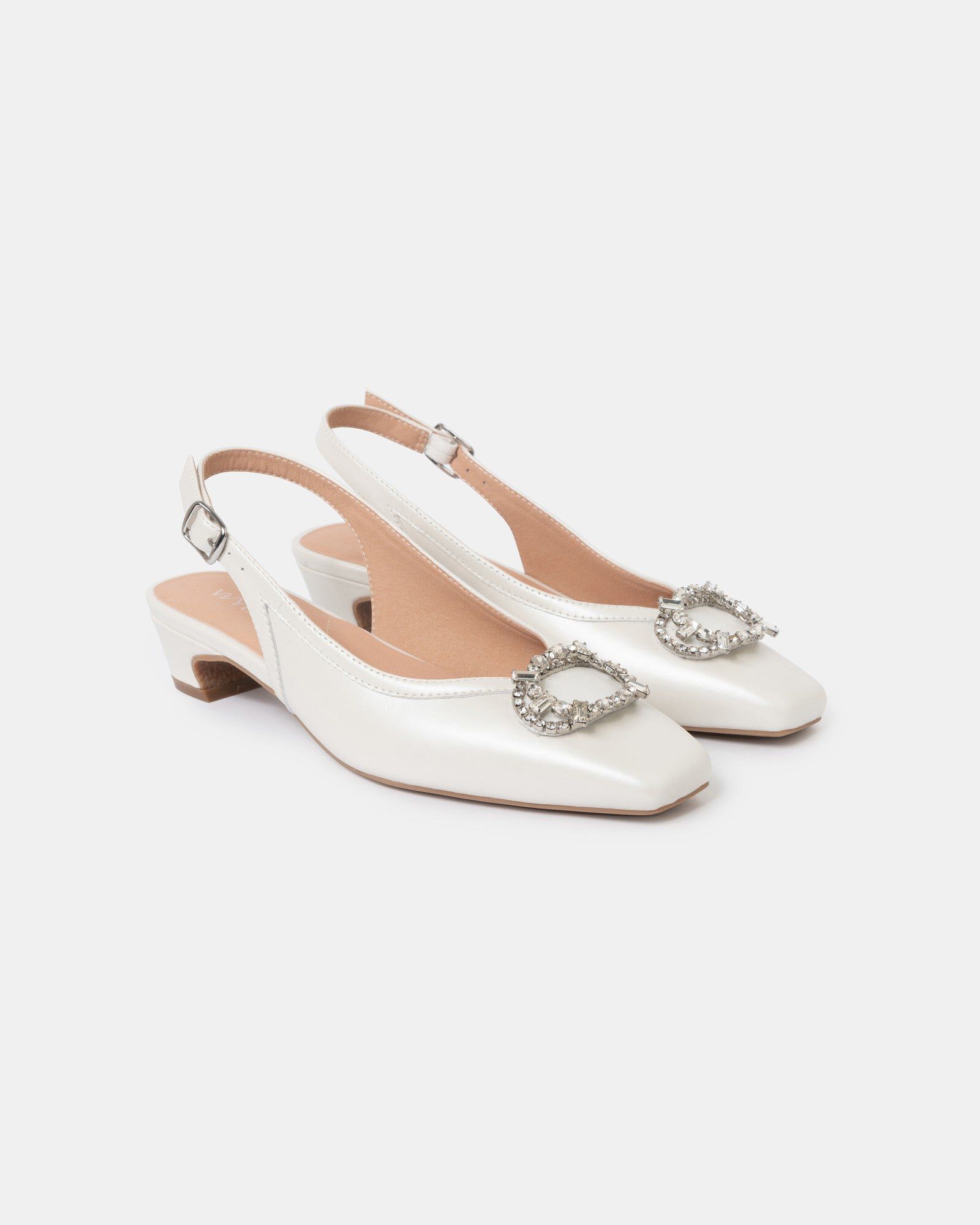 Irina Buckle Heels, Pearl White / White, alternate image number 1