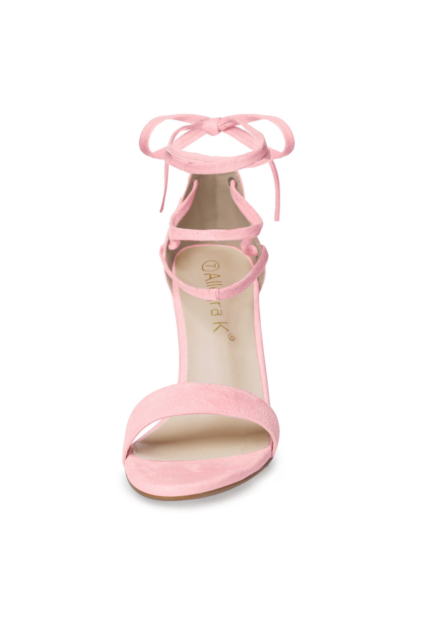 Strappy Heels Lace Up Chunky High Heels Sandal, Light Pink / Pink, alternate image number 1