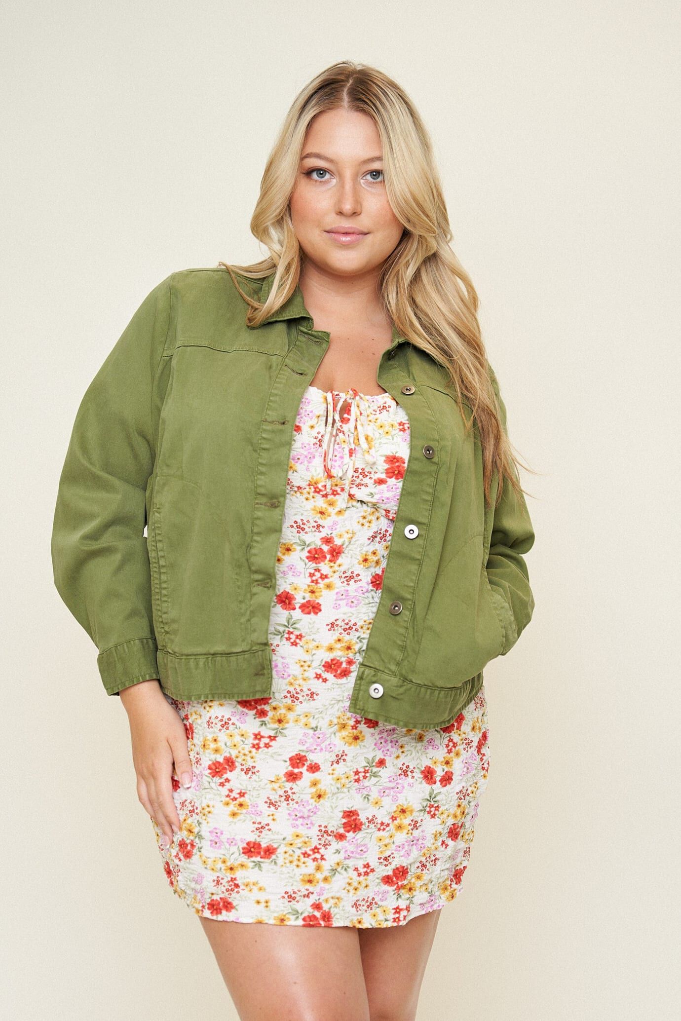Leah Cotton Tencel Jacket, Olive / Olive Green, hi-res image number 0