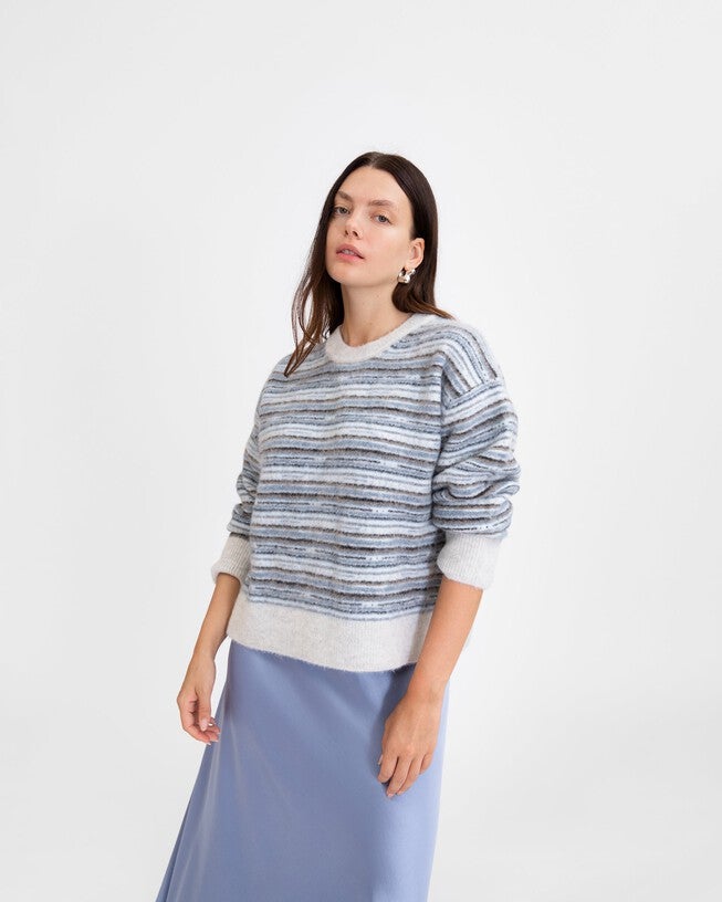 Drew Sweater, Slate Blue Multi / Dusty Blue, alternate image number 4