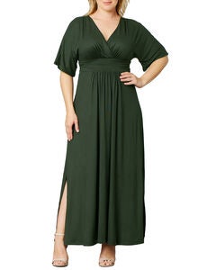 Plus Size V Neck Empire Waist Dress