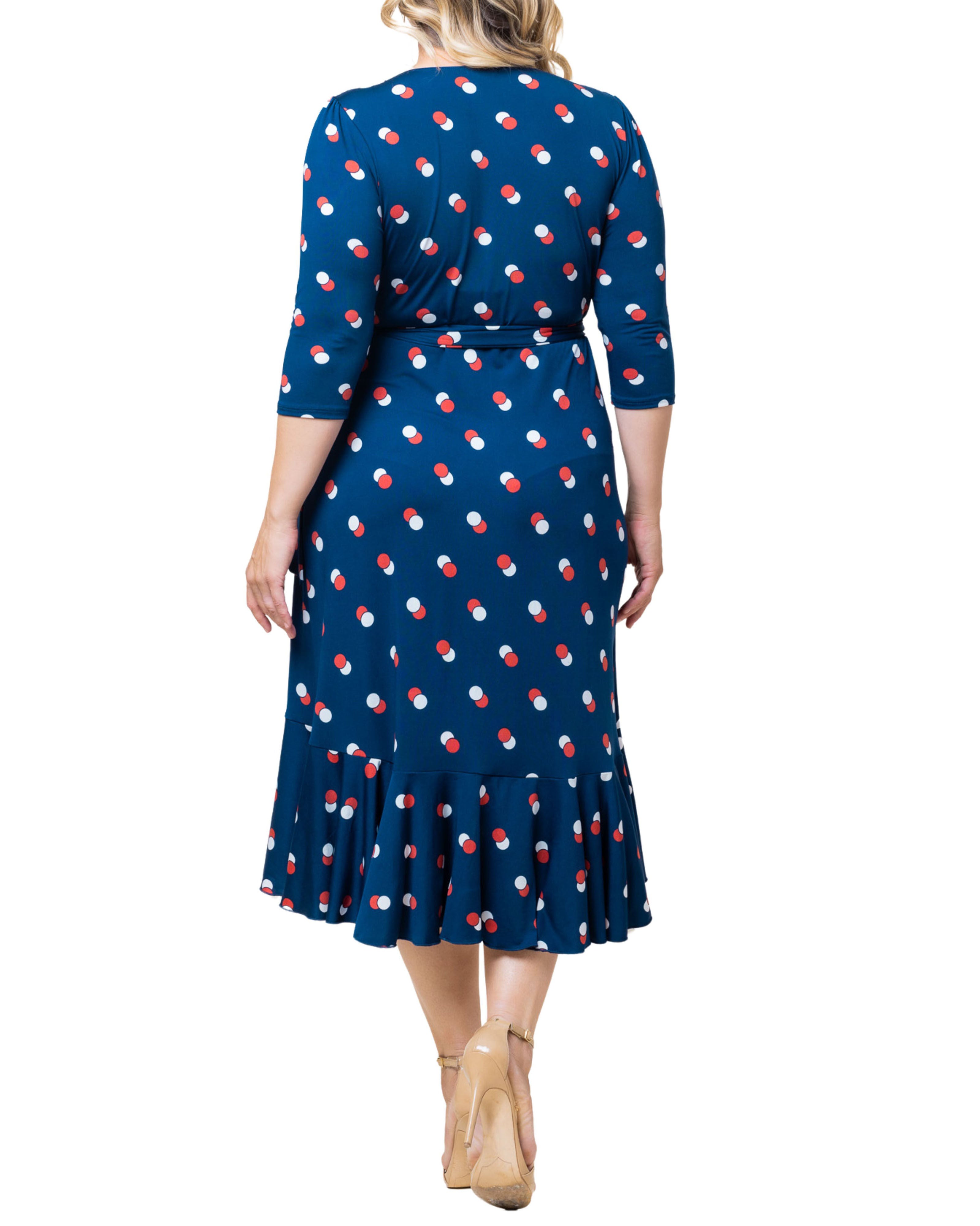 Flirty Flounce Wrap Dress, NAVY DOT DUO / Navy, alternate image number 1