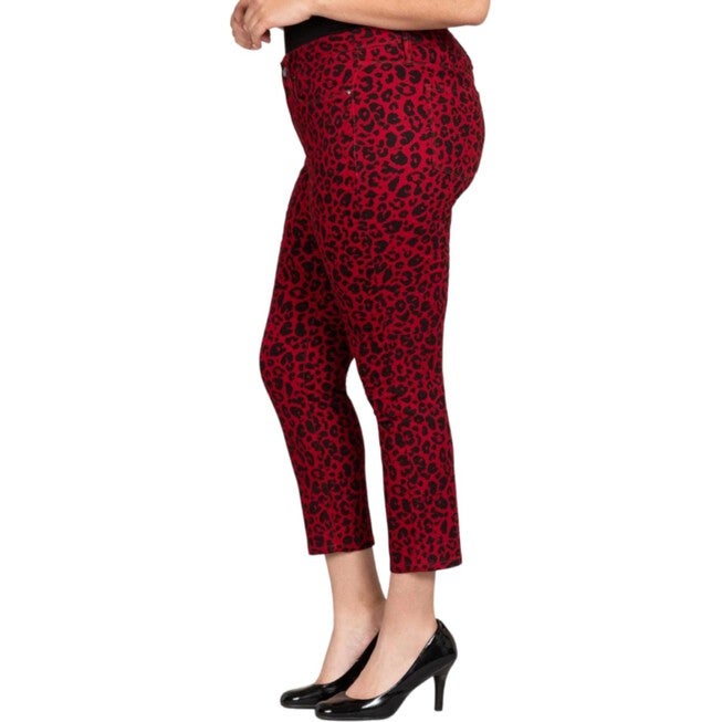 LEOPARD PRINT JEANS, Red / Red, alternate image number null