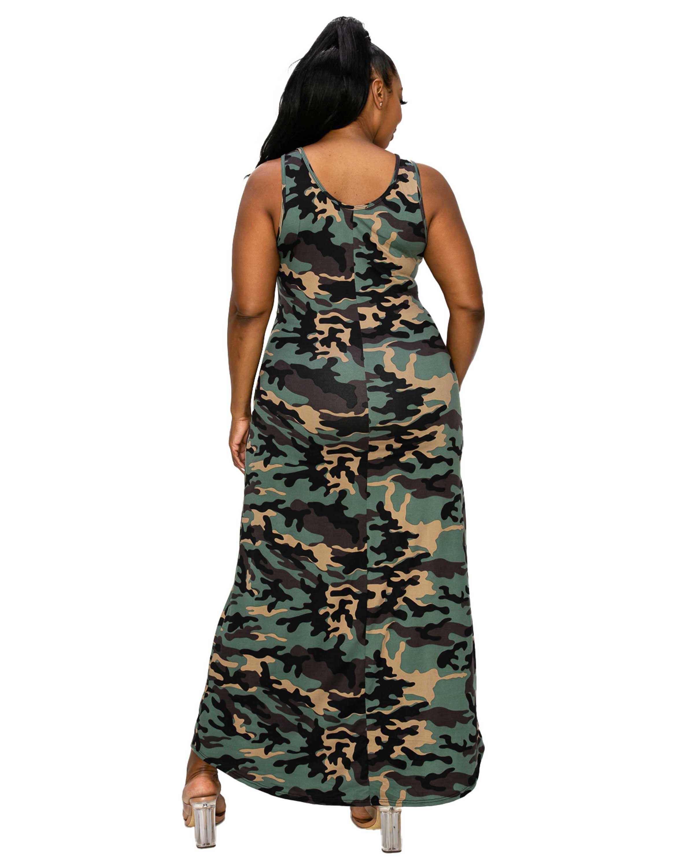 CAMO SIGNATURE SLEEVELESS MAXI DRESS, , alternate image number 5