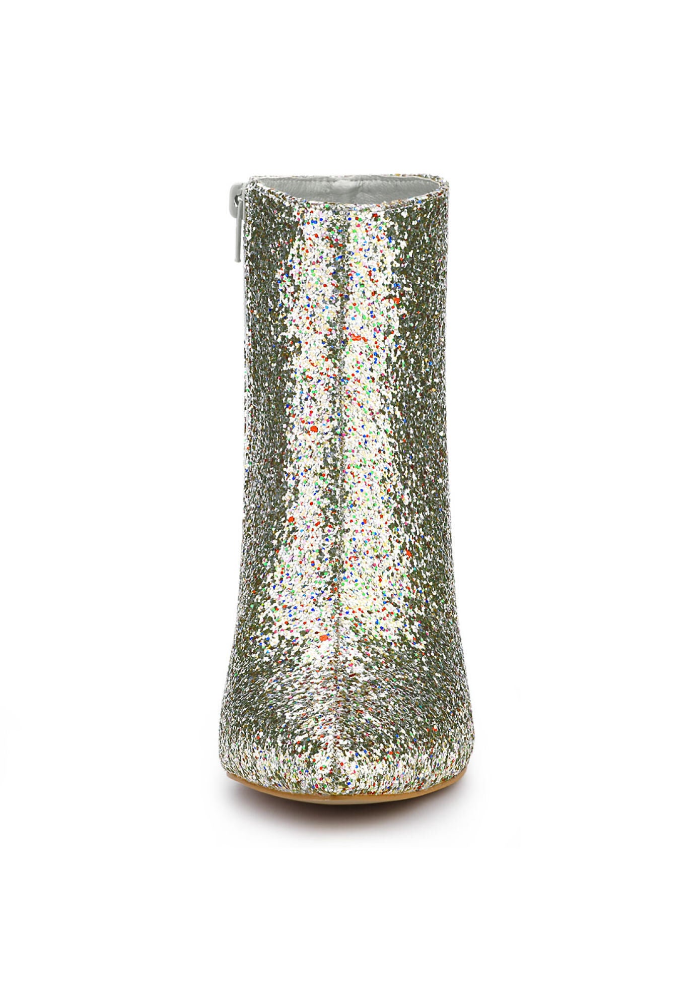 GLITTER POINTED TOE ANKLE BOOTS, Silver / Silver, alternate image number 4