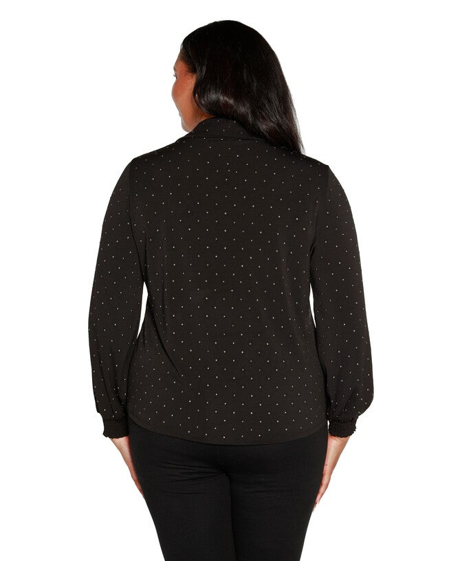Plus Size Embellished Cap-Sleeve Knit Top, , alternate image number null