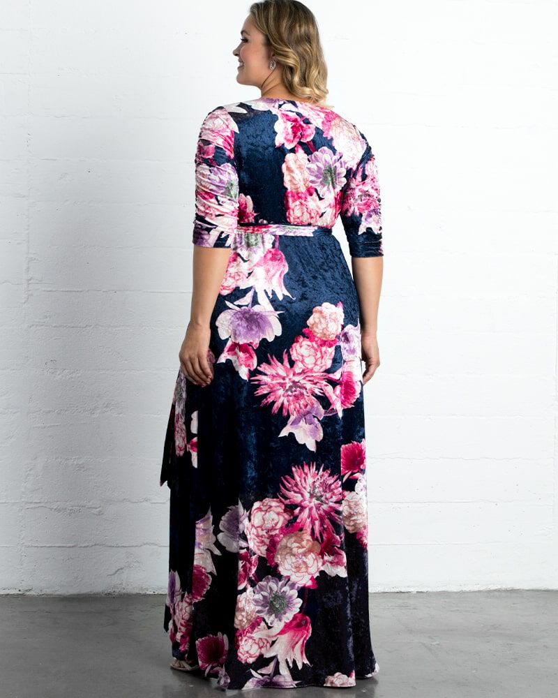 Cara Velvet Long Wrap Gown, , alternate image number 6