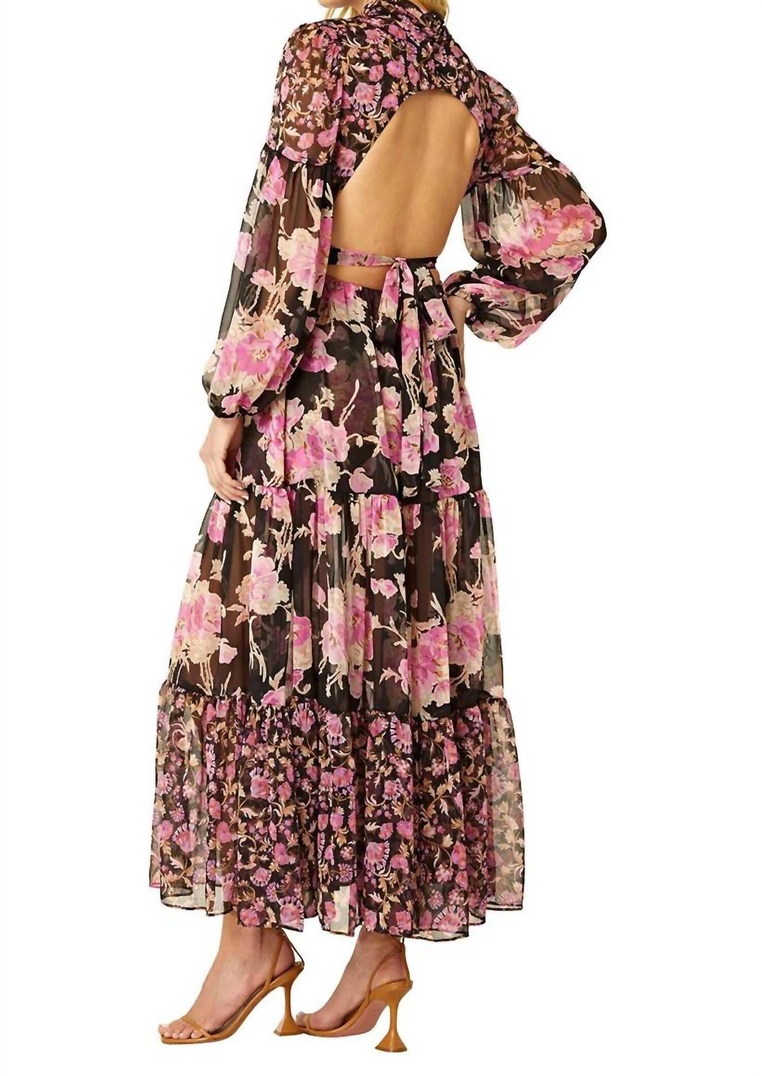 CHARLOTTA DRESS IN ROSETTA MIX, Rosetta Mix / Black, alternate image number 1