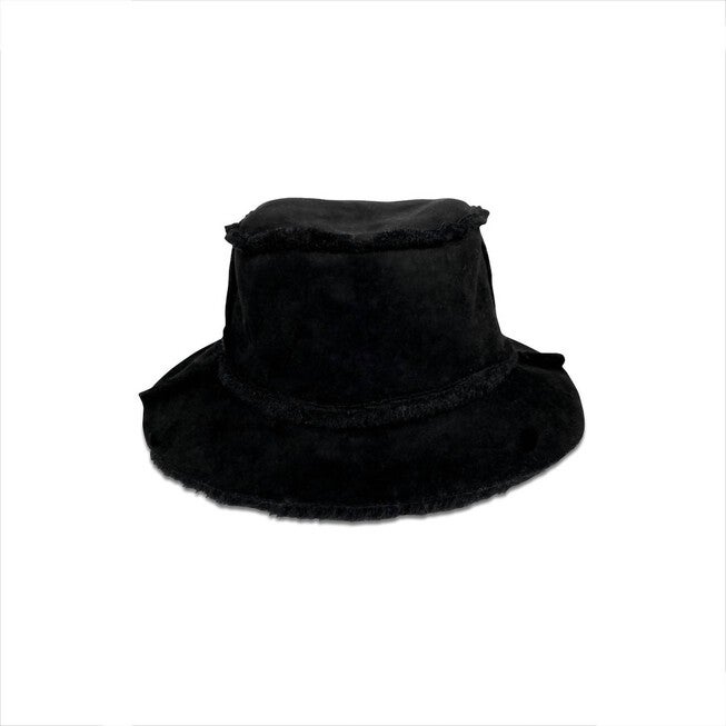 FAUX SHEARLING BUCKET HAT IN BLACK, Black / Black, hi-res image number null