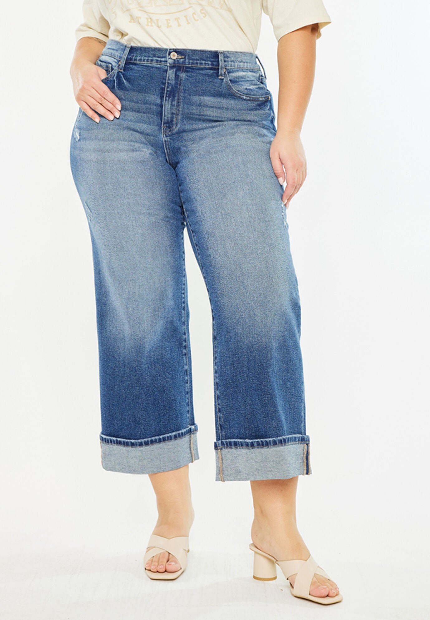 Conie High Rise Wide Leg Jeans (Plus Size), Dark Wash / Dark Wash, alternate image number 1