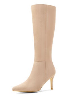 Pointed Toe Stiletto Heels Side Zip Knee High Boots