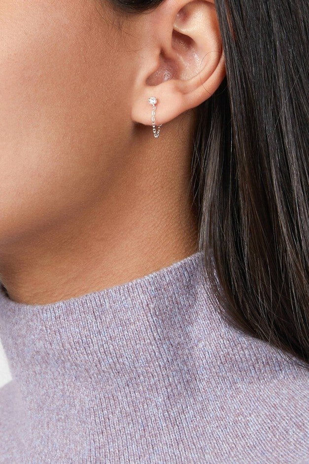PLANT GEMSTONE CHAIN STUD IN SILVER, , alternate image number null